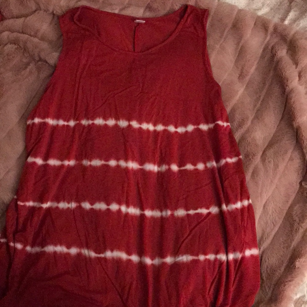 Old Navy Luxe tank, red w white, Large